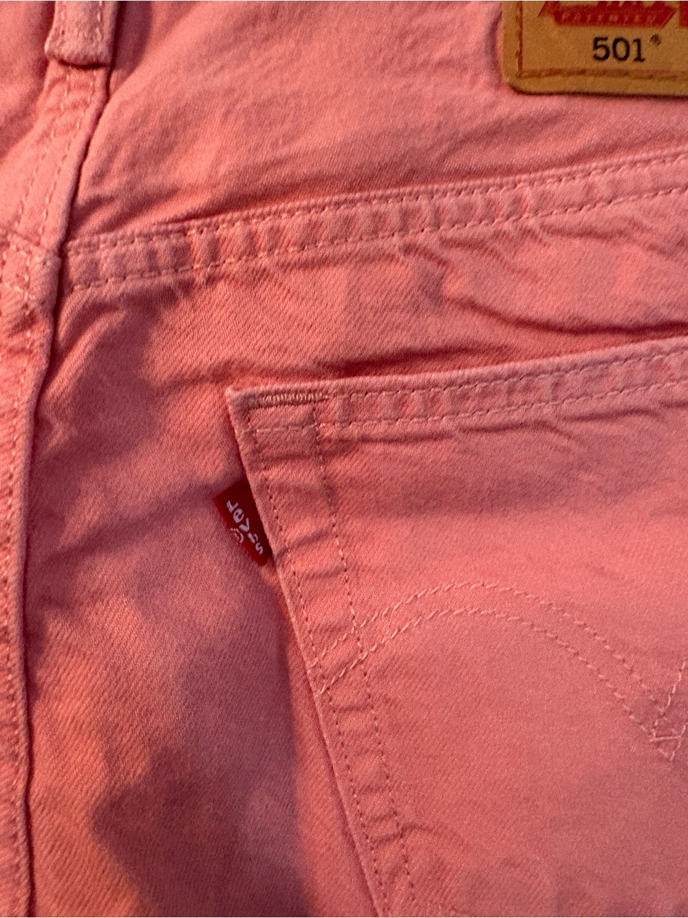 Levi's 501 Original Coral Pink High Rise Denim Shorts Size 29 - Picture 6 of 13